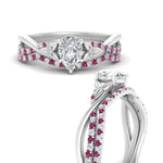 Load image into Gallery viewer, twisted-daisy-pear-pink-sapphire-bridal-ring-set-in-white-gold-FD9986B2PEGSADRPI-NL-WG
