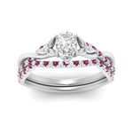 Load image into Gallery viewer, twisted-daisy-pear-pink-sapphire-bridal-ring-set-in-white-gold-FD9986B2PEGSADRPI-NL-WG

