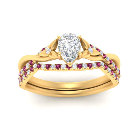 twisted-daisy-pear-pink-sapphire-bridal-ring-set-in-yellow-gold-FD9986B2PEGSADRPI-NL-YG
