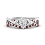 Load image into Gallery viewer, twisted-daisy-pear-ruby-bridal-ring-set-in-white-gold-FD9986B2PEGRUDR-NL-WG

