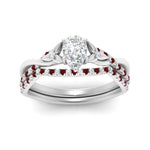 Load image into Gallery viewer, twisted-daisy-pear-ruby-bridal-ring-set-in-white-gold-FD9986B2PEGRUDR-NL-WG
