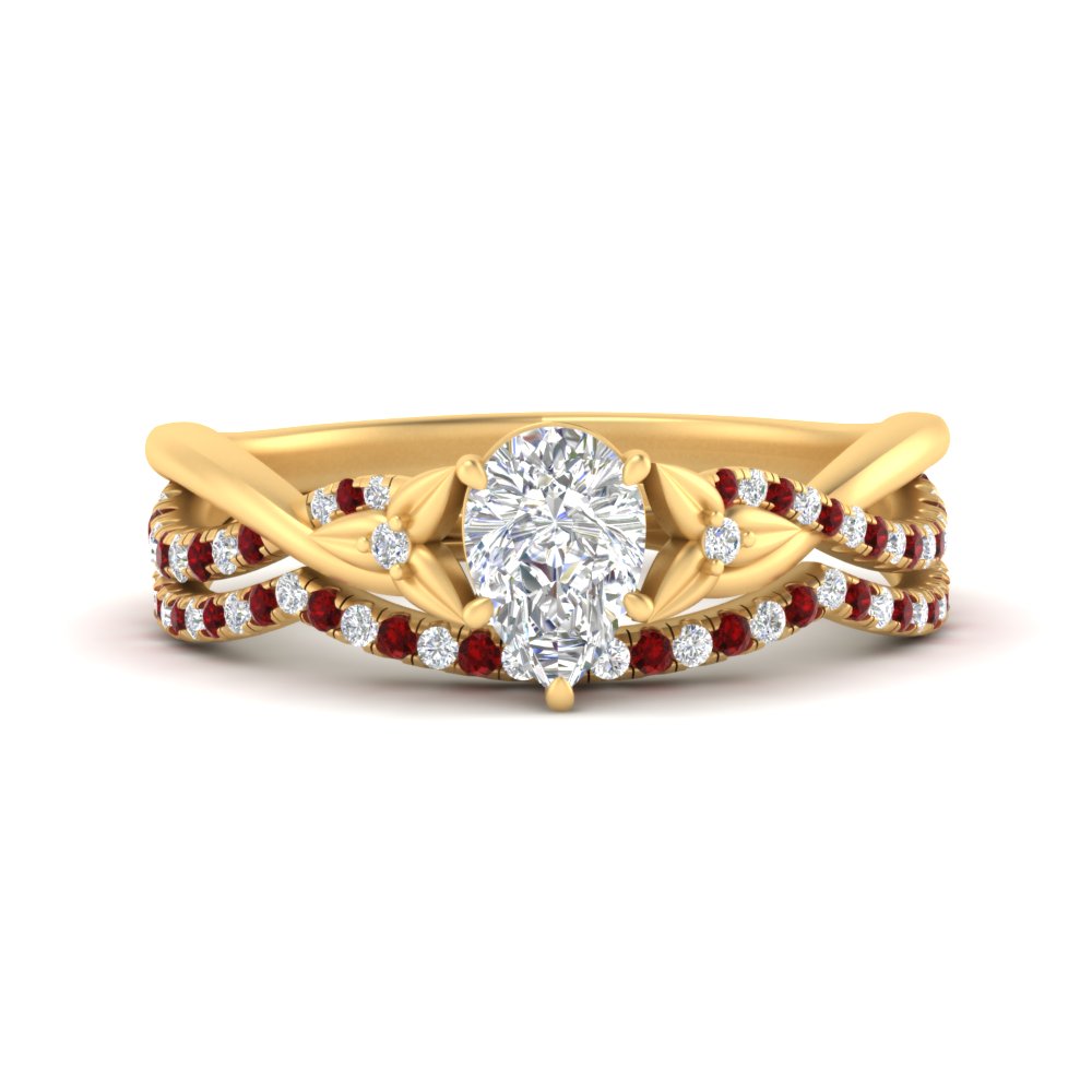 twisted-daisy-pear-ruby-bridal-ring-set-in-yellow-gold-FD9986B2PEGRUDR-NL-YG