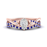 Load image into Gallery viewer, twisted-daisy-pear-sapphire-bridal-ring-set-in-rose-gold-FD9986B2PEGSABL-NL-RG
