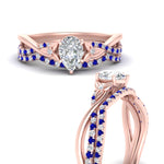 Load image into Gallery viewer, twisted-daisy-pear-sapphire-bridal-ring-set-in-rose-gold-FD9986B2PEGSABL-NL-RG
