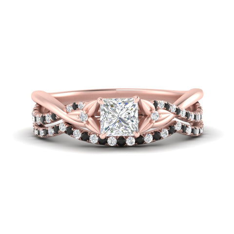 twisted-daisy-princess-cut-black-diamond-bridal-ring-set-in-rose-gold-FD-9986B2PRGBLACK-NL-RG