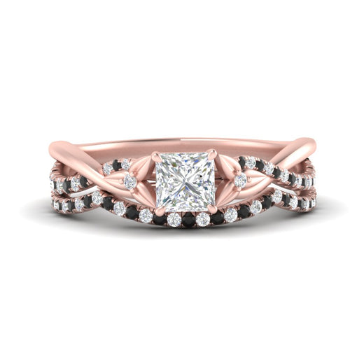 twisted-daisy-princess-cut-black-diamond-bridal-ring-set-in-rose-gold-FD-9986B2PRGBLACK-NL-RG