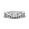 Load image into Gallery viewer, twisted-daisy-princess-cut-black-diamond-bridal-ring-set-in-white-gold-FD9986B2PRGBLACK-NL-WG