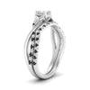Load image into Gallery viewer, twisted-daisy-princess-cut-black-diamond-bridal-ring-set-in-white-gold-FD9986B2PRGBLACK-NL-WG