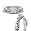 Load image into Gallery viewer, twisted-daisy-princess-cut-black-diamond-bridal-ring-set-in-white-gold-FD9986B2PRGBLACK-NL-WG