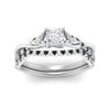 Load image into Gallery viewer, twisted-daisy-princess-cut-black-diamond-bridal-ring-set-in-white-gold-FD9986B2PRGBLACK-NL-WG