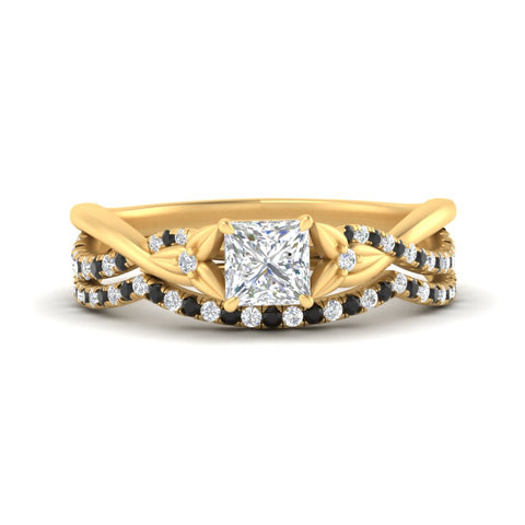 Princess Cut Nature Inspired Twisted Wedding Set