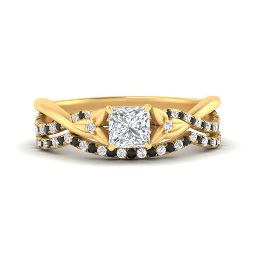 Princess Cut Nature Inspired Twisted Wedding Set