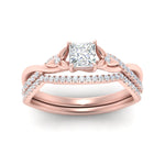 Load image into Gallery viewer, twisted-daisy-princess-cut-diamond-bridal-ring-set-in-rose-gold-FD9986B2PR-NL-RG
