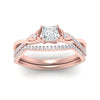 Load image into Gallery viewer, twisted-daisy-princess-cut-diamond-bridal-ring-set-in-rose-gold-FD9986B2PR-NL-RG