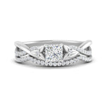 Load image into Gallery viewer, twisted-daisy-princess-cut-diamond-bridal-ring-set-in-white-gold-FD9986B2PR-NL-WG
