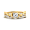 Load image into Gallery viewer, twisted-daisy-princess-cut-diamond-bridal-ring-set-in-yellow-gold-FD9986B2PR-NL-YG