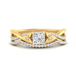 Load image into Gallery viewer, twisted-daisy-princess-cut-diamond-bridal-ring-set-in-yellow-gold-FD9986B2PR-NL-YG

