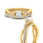 Load image into Gallery viewer, twisted-daisy-princess-cut-diamond-bridal-ring-set-in-yellow-gold-FD9986B2PR-NL-YG
