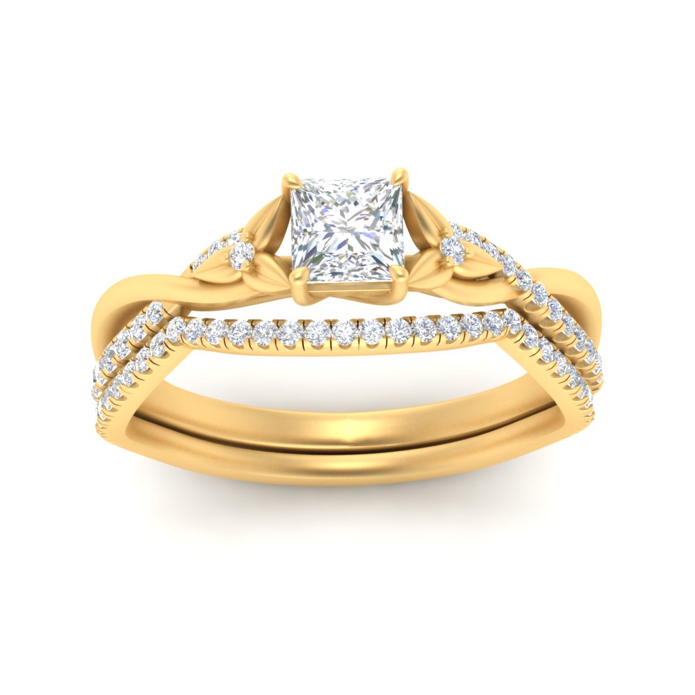 twisted-daisy-princess-cut-diamond-bridal-ring-set-in-yellow-gold-FD9986B2PR-NL-YG