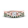 Load image into Gallery viewer, twisted-daisy-princess-cut-emerald-bridal-ring-set-in-rose-gold-FD9986B2PRGEMGR-NL-RG