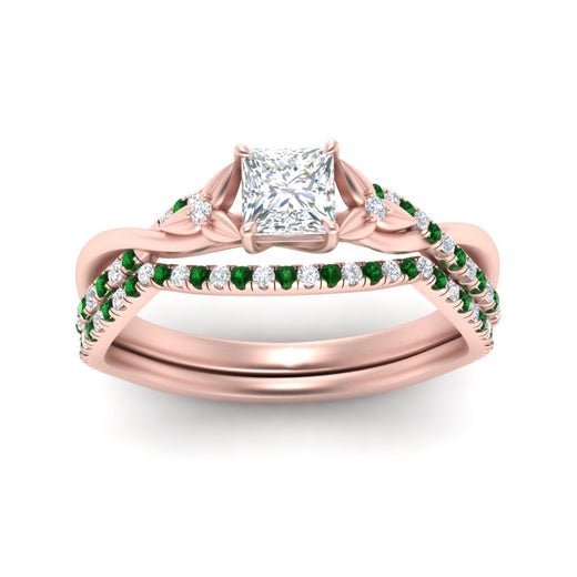 twisted-daisy-princess-cut-emerald-bridal-ring-set-in-rose-gold-FD9986B2PRGEMGR-NL-RG