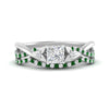 Load image into Gallery viewer, twisted-daisy-princess-cut-emerald-bridal-ring-set-in-white-gold-FD9986B2PRGEMGR-NL-WG