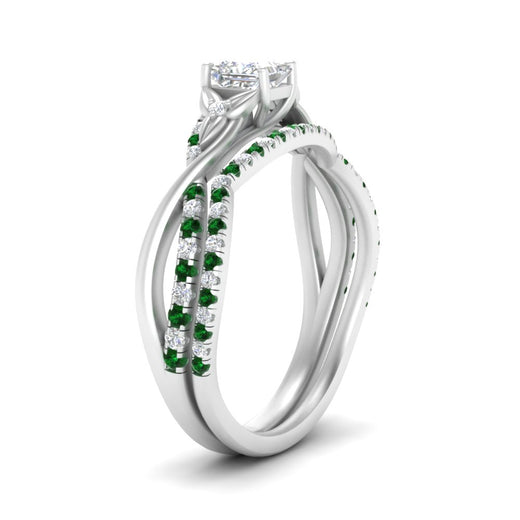 twisted-daisy-princess-cut-emerald-bridal-ring-set-in-white-gold-FD9986B2PRGEMGR-NL-WG