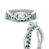 Load image into Gallery viewer, twisted-daisy-princess-cut-emerald-bridal-ring-set-in-white-gold-FD9986B2PRGEMGR-NL-WG