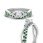 Load image into Gallery viewer, twisted-daisy-princess-cut-emerald-bridal-ring-set-in-white-gold-FD9986B2PRGEMGR-NL-WG
