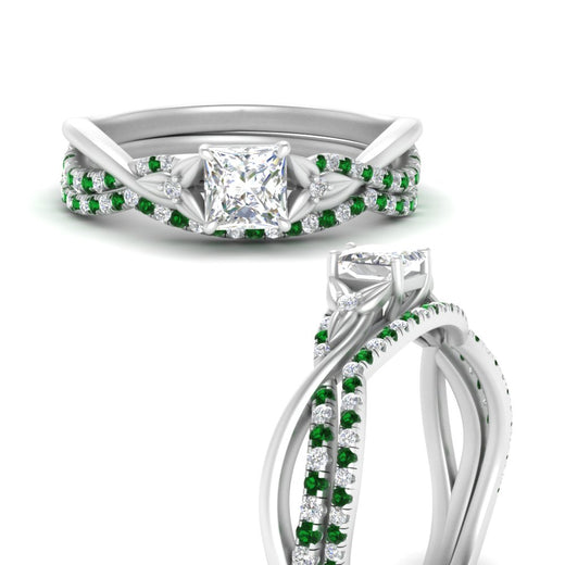 twisted-daisy-princess-cut-emerald-bridal-ring-set-in-white-gold-FD9986B2PRGEMGR-NL-WG
