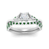 Load image into Gallery viewer, twisted-daisy-princess-cut-emerald-bridal-ring-set-in-white-gold-FD9986B2PRGEMGR-NL-WG
