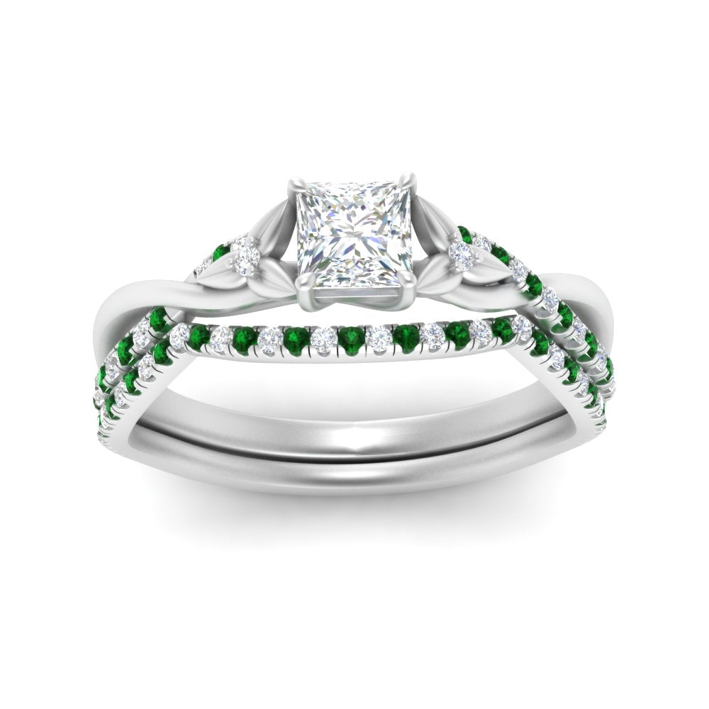 twisted-daisy-princess-cut-emerald-bridal-ring-set-in-white-gold-FD9986B2PRGEMGR-NL-WG