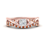 Load image into Gallery viewer, twisted-daisy-princess-cut-orange-sapphire-bridal-ring-set-in-rose-gold-FD9986B2PRGSAOR-NL-RG
