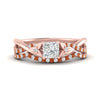 Load image into Gallery viewer, twisted-daisy-princess-cut-orange-sapphire-bridal-ring-set-in-rose-gold-FD9986B2PRGSAOR-NL-RG