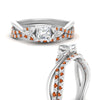 Load image into Gallery viewer, twisted-daisy-princess-cut-orange-sapphire-bridal-ring-set-in-white-gold-FD9986B2PRGSAOR-NL-WG