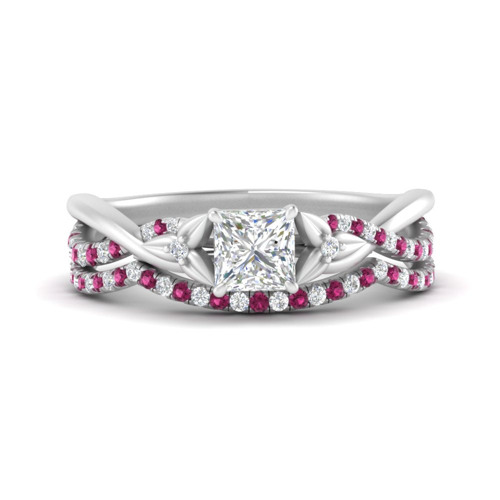 twisted-daisy-princess-cut-pink-sapphire-bridal-ring-set-in-white-gold-FD9986B2PRGSADRPI-NL-WG