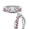 Load image into Gallery viewer, twisted-daisy-princess-cut-pink-sapphire-bridal-ring-set-in-white-gold-FD9986B2PRGSADRPI-NL-WG
