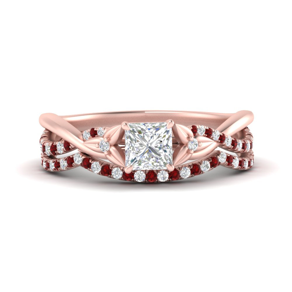twisted-daisy-princess-cut-ruby-bridal-ring-set-in-rose-gold-FD9986B2PRGRUDR-NL-RG
