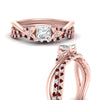 Load image into Gallery viewer, twisted-daisy-princess-cut-ruby-bridal-ring-set-in-rose-gold-FD9986B2PRGRUDR-NL-RG