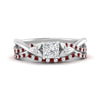 Load image into Gallery viewer, twisted-daisy-princess-cut-ruby-bridal-ring-set-in-white-gold-FD9986B2PRGRUDR-NL-WG