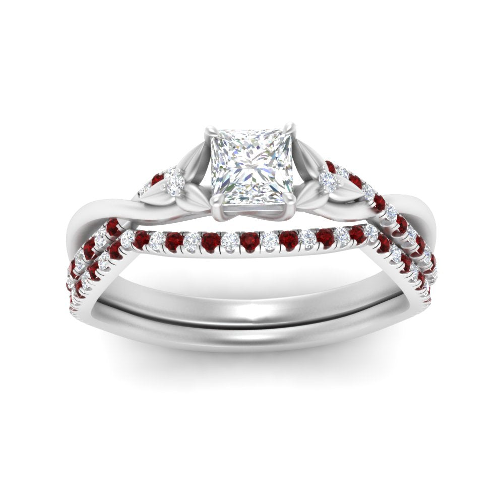 twisted-daisy-princess-cut-ruby-bridal-ring-set-in-white-gold-FD9986B2PRGRUDR-NL-WG