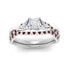 Load image into Gallery viewer, twisted-daisy-princess-cut-ruby-bridal-ring-set-in-white-gold-FD9986B2PRGRUDR-NL-WG