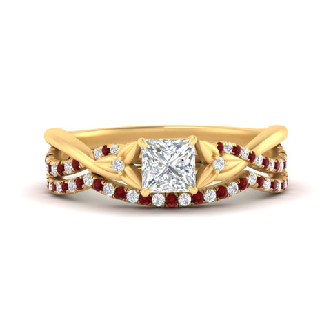 twisted-daisy-princess-cut-ruby-bridal-ring-set-in-yellow-gold-FD9986B2PRGRUDR-NL-YG