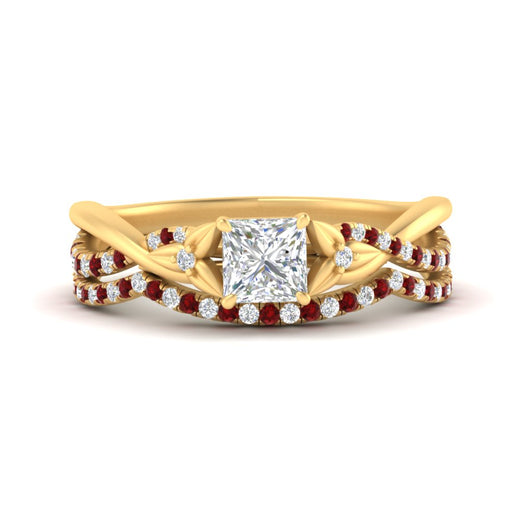 twisted-daisy-princess-cut-ruby-bridal-ring-set-in-yellow-gold-FD9986B2PRGRUDR-NL-YG