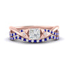 Load image into Gallery viewer, twisted-daisy-princess-cut-sapphire-bridal-ring-set-in-rose-gold-FD9986B2PRGSABL-NL-RG