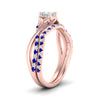 Load image into Gallery viewer, twisted-daisy-princess-cut-sapphire-bridal-ring-set-in-rose-gold-FD9986B2PRGSABL-NL-RG