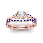 Load image into Gallery viewer, twisted-daisy-princess-cut-sapphire-bridal-ring-set-in-rose-gold-FD9986B2PRGSABL-NL-RG
