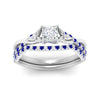 Load image into Gallery viewer, twisted-daisy-princess-cut-sapphire-bridal-ring-set-in-white-gold-FD9986B2PRGSABL-NL-WG