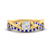 Load image into Gallery viewer, twisted-daisy-princess-cut-sapphire-bridal-ring-set-in-yellow-gold-FD9986B2PRGSABL-NL-YG