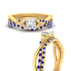 Load image into Gallery viewer, twisted-daisy-princess-cut-sapphire-bridal-ring-set-in-yellow-gold-FD9986B2PRGSABL-NL-YG